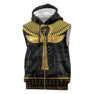 The Ankh Egyptian Hieroglyphs Sleeveless Zip Hoodie - African Pride