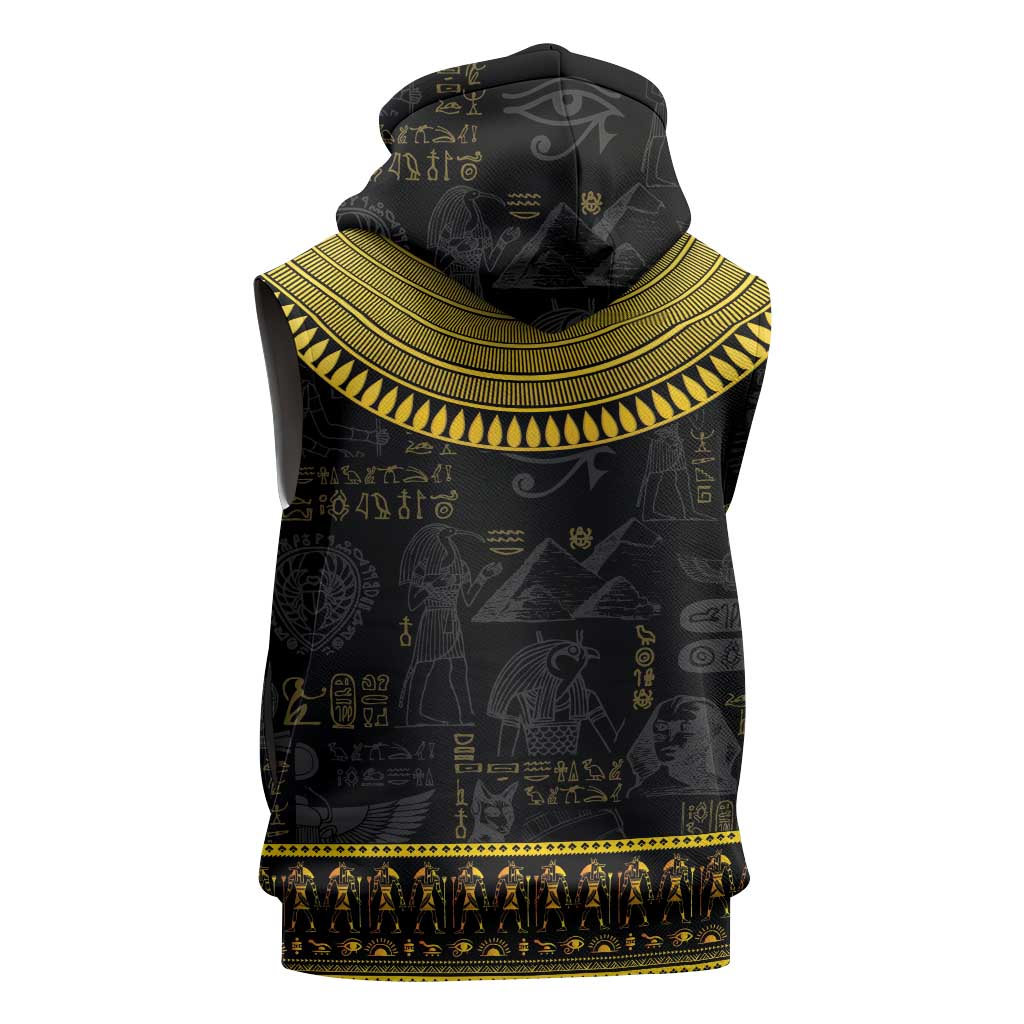 The Ankh Egyptian Hieroglyphs Sleeveless Zip Hoodie - African Pride