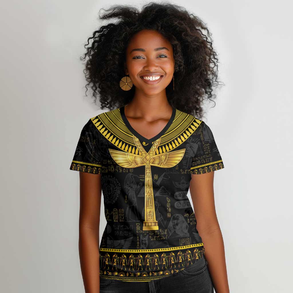 The Ankh Egyptian Hieroglyphs Women V-Neck T-Shirt