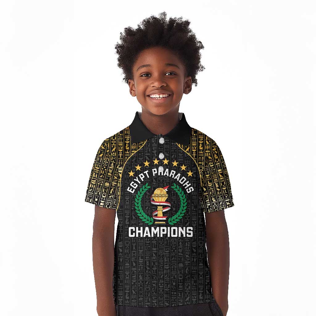 Custom Egypt Pharaohs Kid Polo Shirt African Football Champions 2025