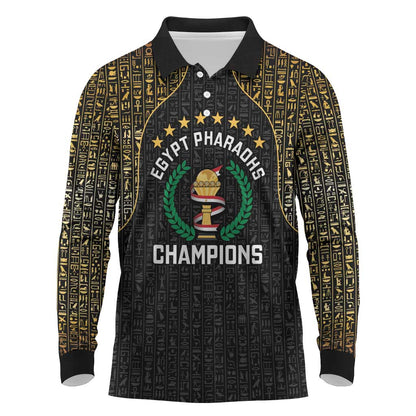 Custom Egypt Pharaohs Long Sleeve Polo Shirt African Football Champions 2025