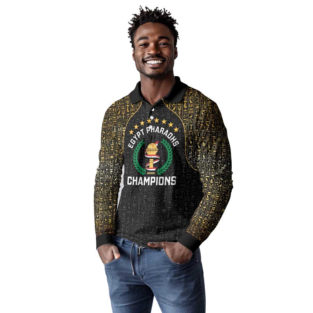 Custom Egypt Pharaohs Long Sleeve Polo Shirt African Football Champions 2025