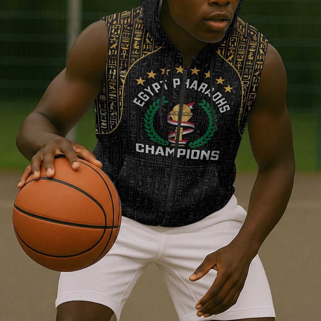 Custom Egypt Pharaohs Sleeveless Zip Hoodie African Football Champions 2025