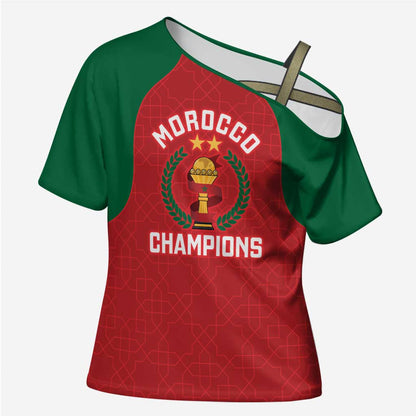Custom Morocco Atlas Lions Cross Shoulder Shirt African Football Champions 2025