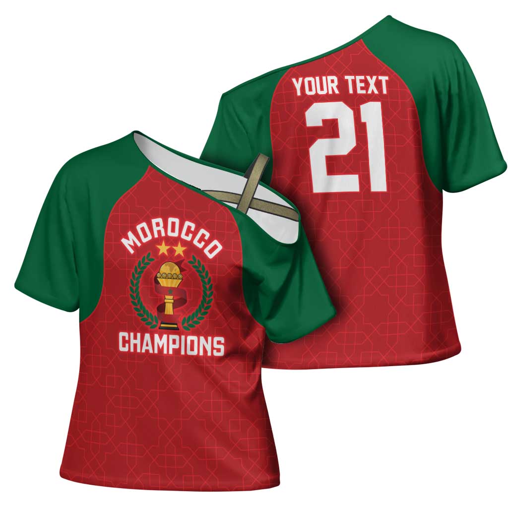 Custom Morocco Atlas Lions Cross Shoulder Shirt African Football Champions 2025
