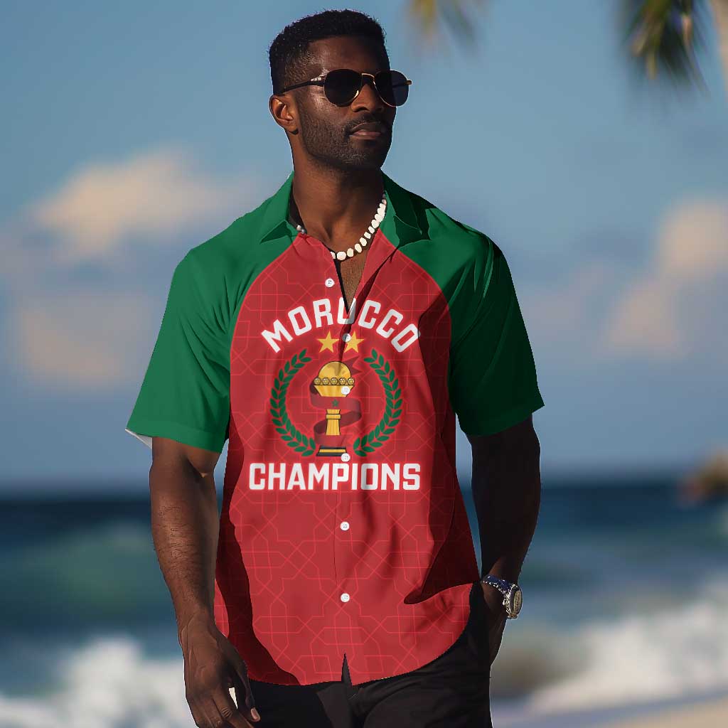 Custom Morocco Atlas Lions Hawaiian Shirt African Football Champions 2025