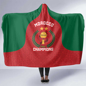 Morocco Atlas Lions Hooded Blanket African Football Champions 2025