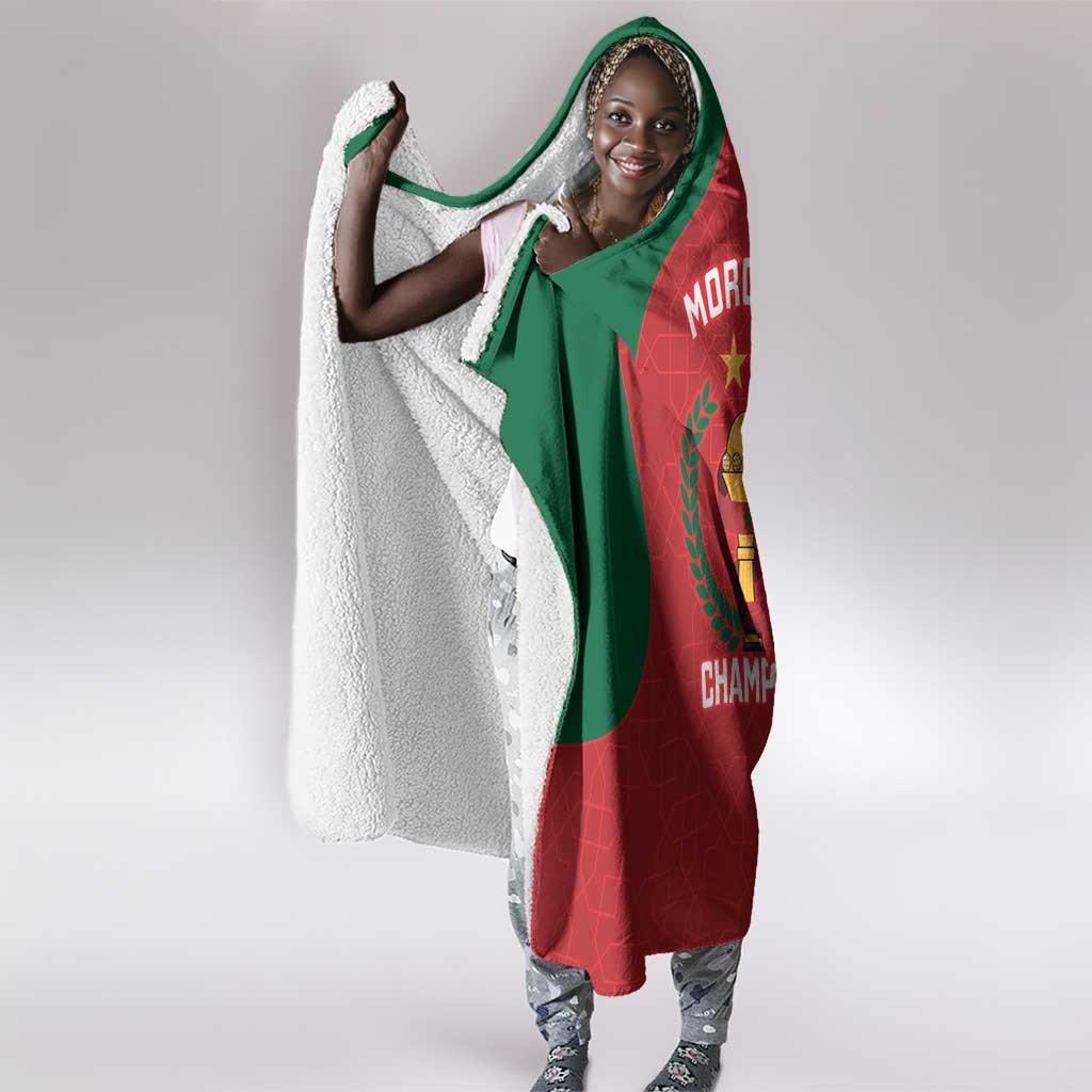 Morocco Atlas Lions Hooded Blanket African Football Champions 2025