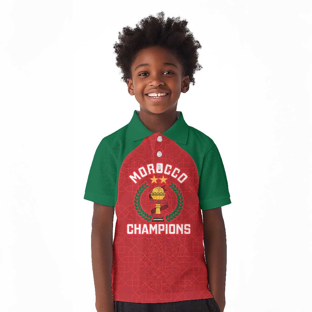 Custom Morocco Atlas Lions Kid Polo Shirt African Football Champions 2025