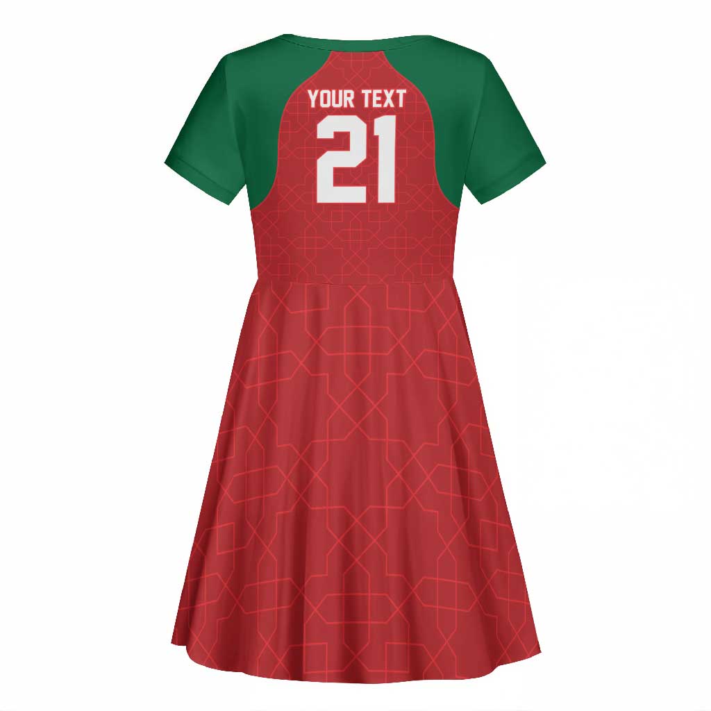 Custom Morocco Atlas Lions Kid Short Sleeve Dress African Football Champions 2025