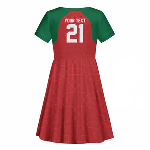 Custom Morocco Atlas Lions Kid Short Sleeve Dress African Football Champions 2025