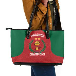 Morocco Atlas Lions Leather Tote Bag African Football Champions 2025