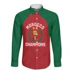 Custom Morocco Atlas Lions Long Sleeve Button Shirt African Football Champions 2025
