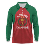 Custom Morocco Atlas Lions Long Sleeve Polo Shirt African Football Champions 2025