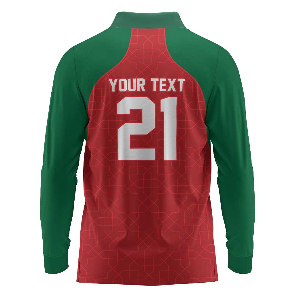 Custom Morocco Atlas Lions Long Sleeve Polo Shirt African Football Champions 2025