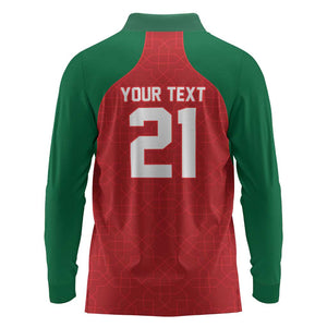 Custom Morocco Atlas Lions Long Sleeve Polo Shirt African Football Champions 2025