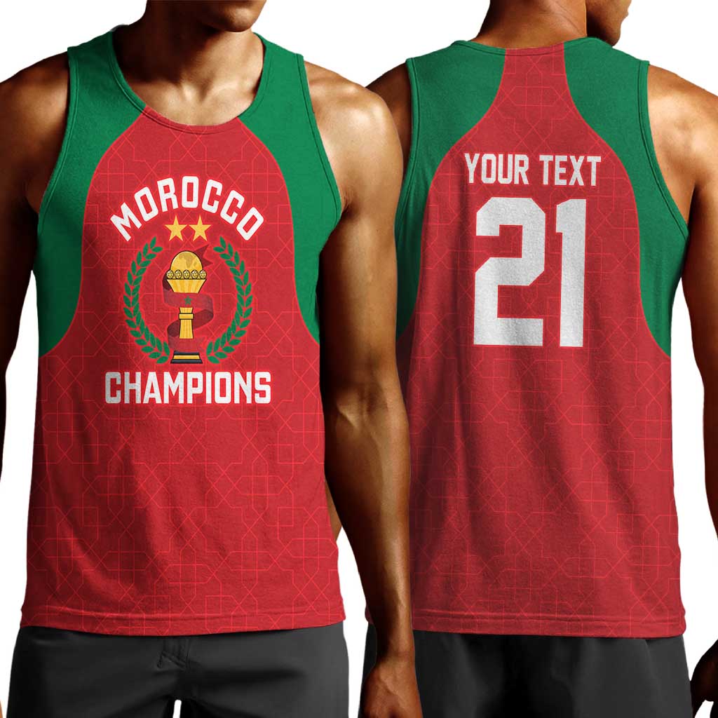Custom Morocco Atlas Lions Men Tank Top African Football Champions 2025