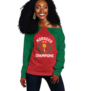 Custom Morocco Atlas Lions Off Shoulder Sweater African Football Champions 2025