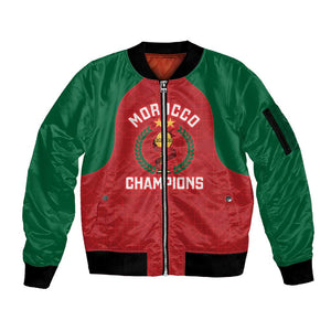 Custom Morocco Atlas Lions Sleeve Zip Bomber Jacket African Football Champions 2025