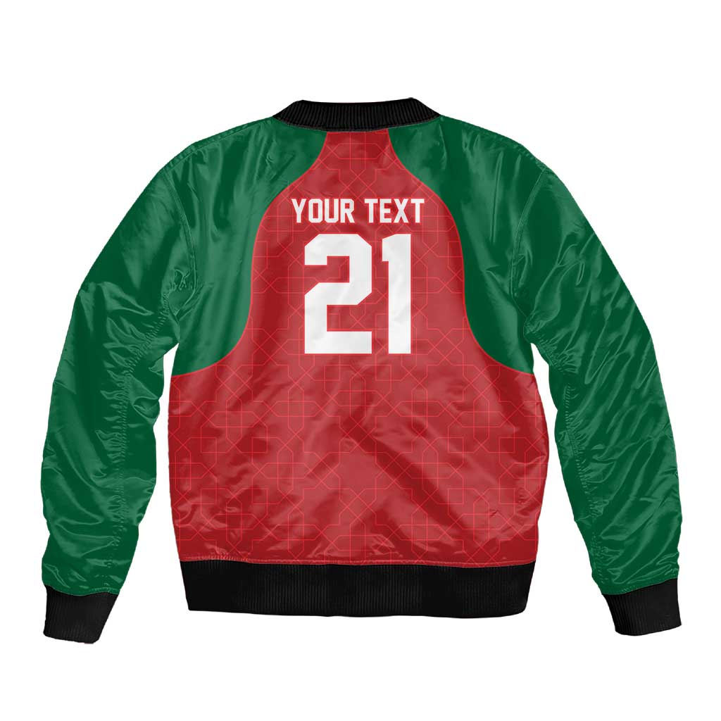 Custom Morocco Atlas Lions Sleeve Zip Bomber Jacket African Football Champions 2025