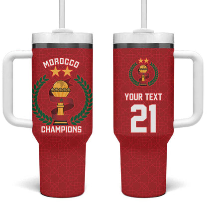 Custom Morocco Atlas Lions Tumbler With Handle African Football Champions 2025