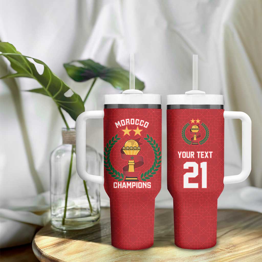 Custom Morocco Atlas Lions Tumbler With Handle African Football Champions 2025