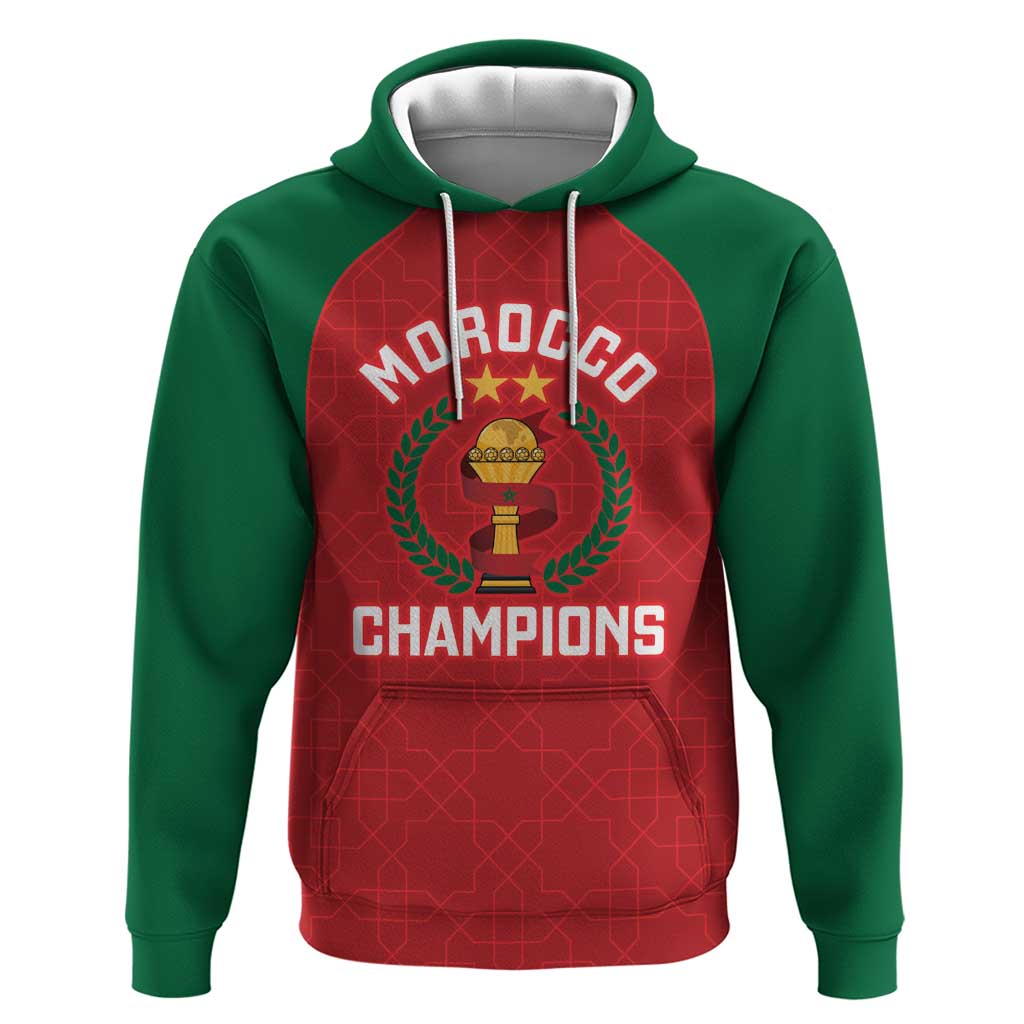 Custom Morocco Atlas Lions Zip Hoodie African Football Champions 2025