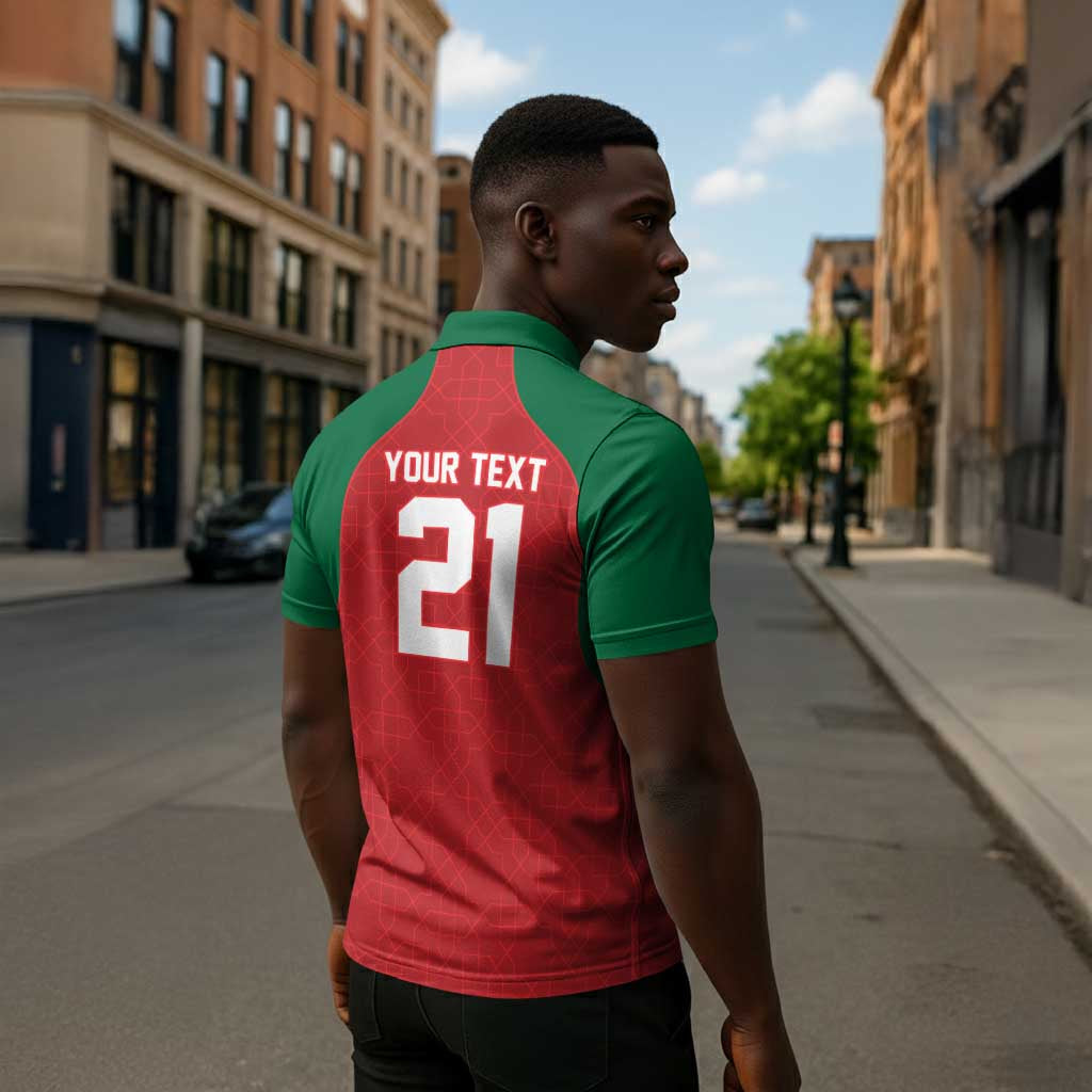 Custom Morocco Atlas Lions Zipper Polo Shirt African Football Champions 2025