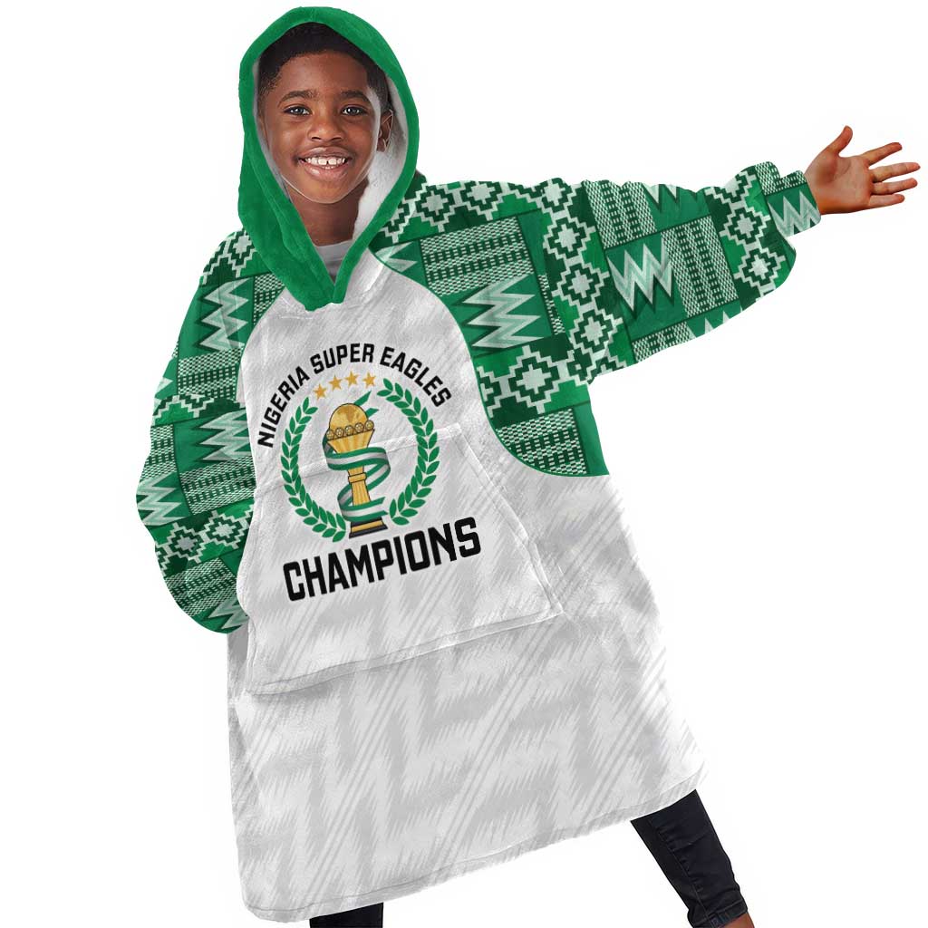 Custom Nigeria Super Eagles Kid Wearable Blanket Hoodie African Football Champions 2025