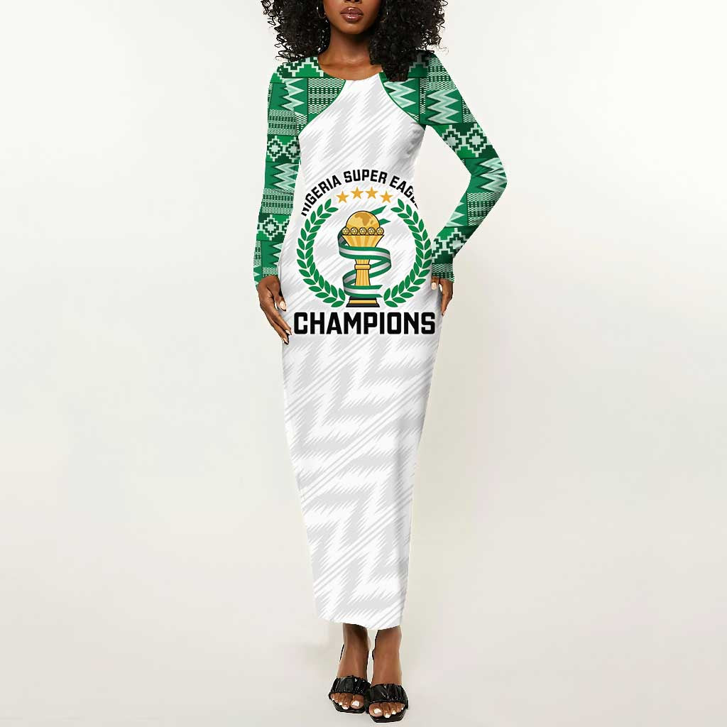 Custom Nigeria Super Eagles Long Sleeve Bodycon Dress African Football Champions 2025
