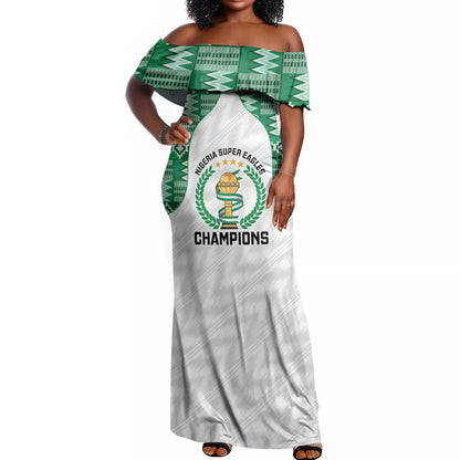 Custom Nigeria Super Eagles Off Shoulder Maxi Dress African Football Champions 2025