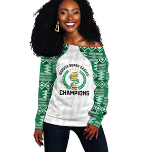 Custom Nigeria Super Eagles Off Shoulder Sweater African Football Champions 2025