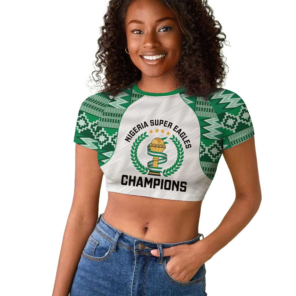 Custom Nigeria Super Eagles Raglan Cropped T shirt African Football Champions 2025