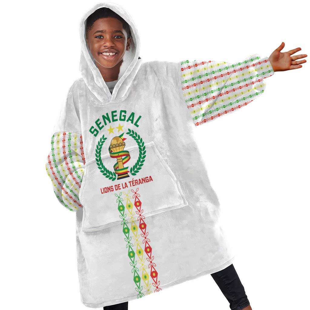 Custom Senegal Lions of Teranga Kid Wearable Blanket Hoodie African Football Champions 2025