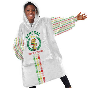Custom Senegal Lions of Teranga Kid Wearable Blanket Hoodie African Football Champions 2025