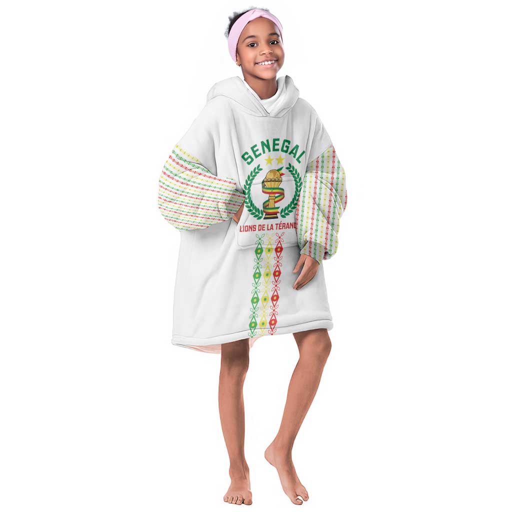 Custom Senegal Lions of Teranga Kid Wearable Blanket Hoodie African Football Champions 2025