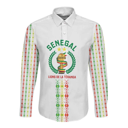 Custom Senegal Lions of Teranga Long Sleeve Button Shirt African Football Champions 2025
