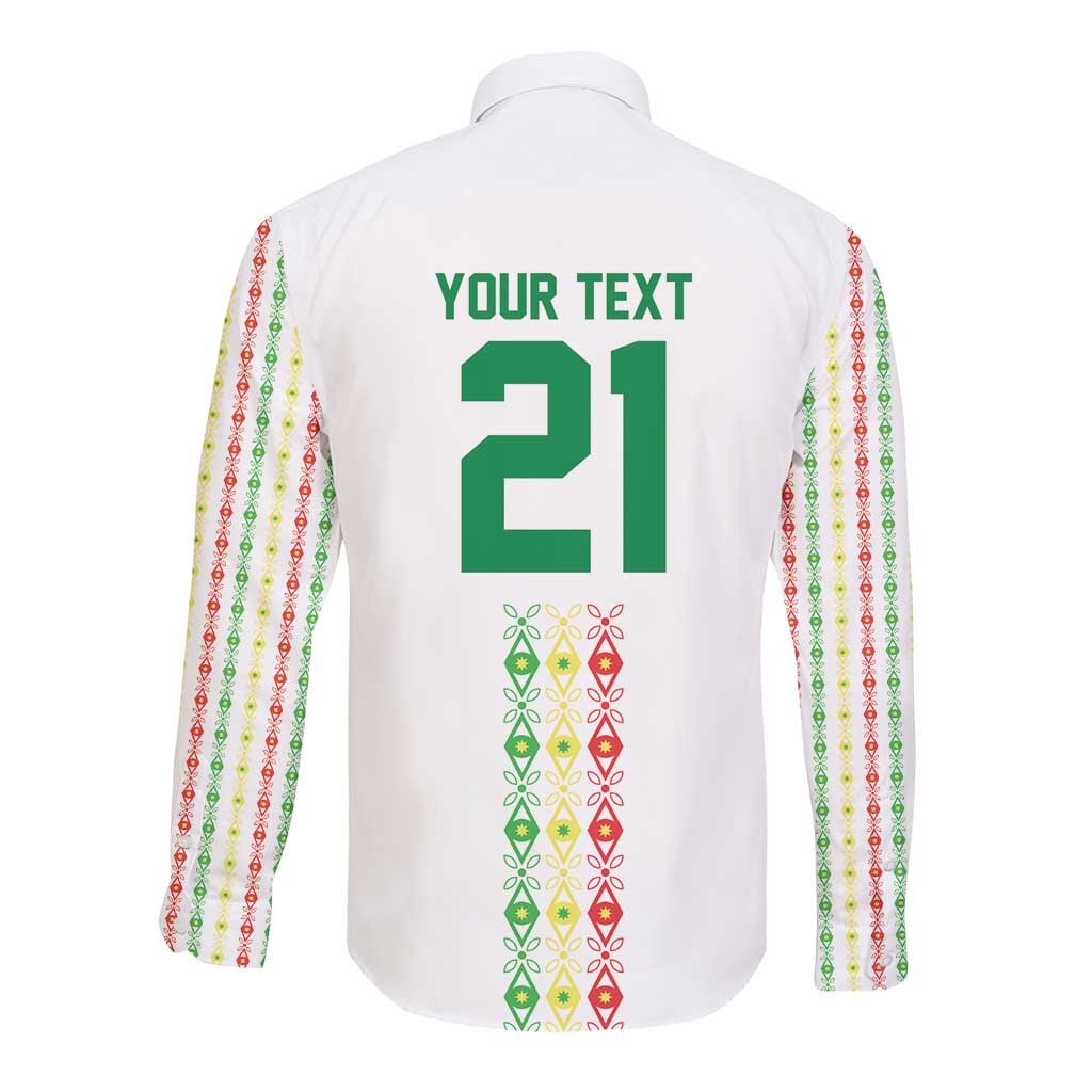 Custom Senegal Lions of Teranga Long Sleeve Button Shirt African Football Champions 2025