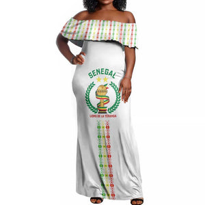 Custom Senegal Lions of Teranga Off Shoulder Maxi Dress African Football Champions 2025
