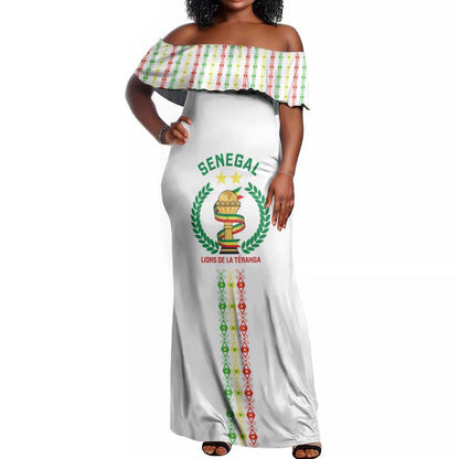 Custom Senegal Lions of Teranga Off Shoulder Maxi Dress African Football Champions 2025