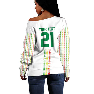 Custom Senegal Lions of Teranga Off Shoulder Sweater African Football Champions 2025