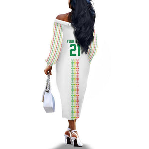 Custom Senegal Lions of Teranga Off The Shoulder Long Sleeve Dress African Football Champions 2025