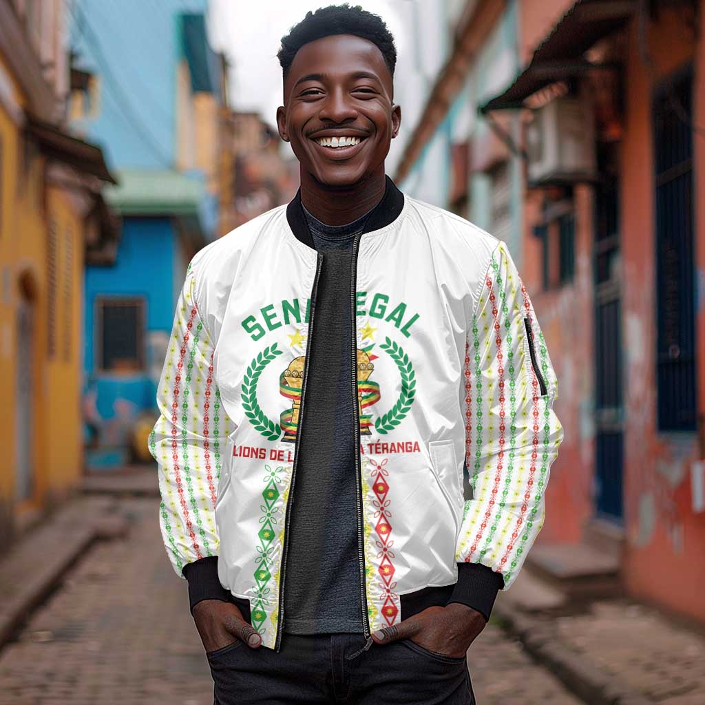 Custom Senegal Lions of Teranga Sleeve Zip Bomber Jacket African Football Champions 2025