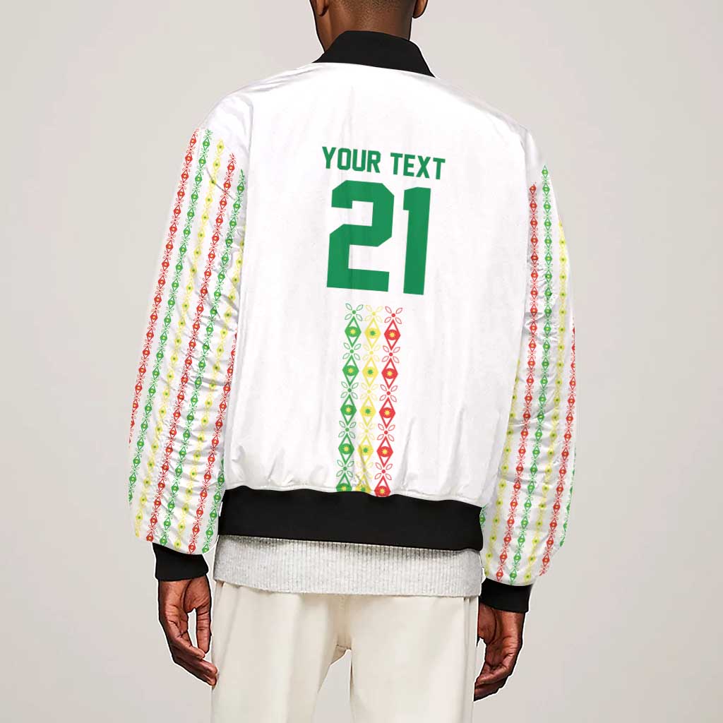 Custom Senegal Lions of Teranga Sleeve Zip Bomber Jacket African Football Champions 2025