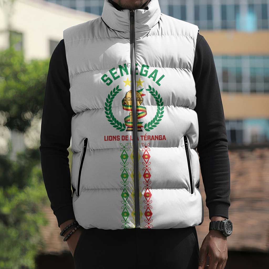 Custom Senegal Lions of Teranga Sleeveless Puffer Jacket African Football Champions 2025