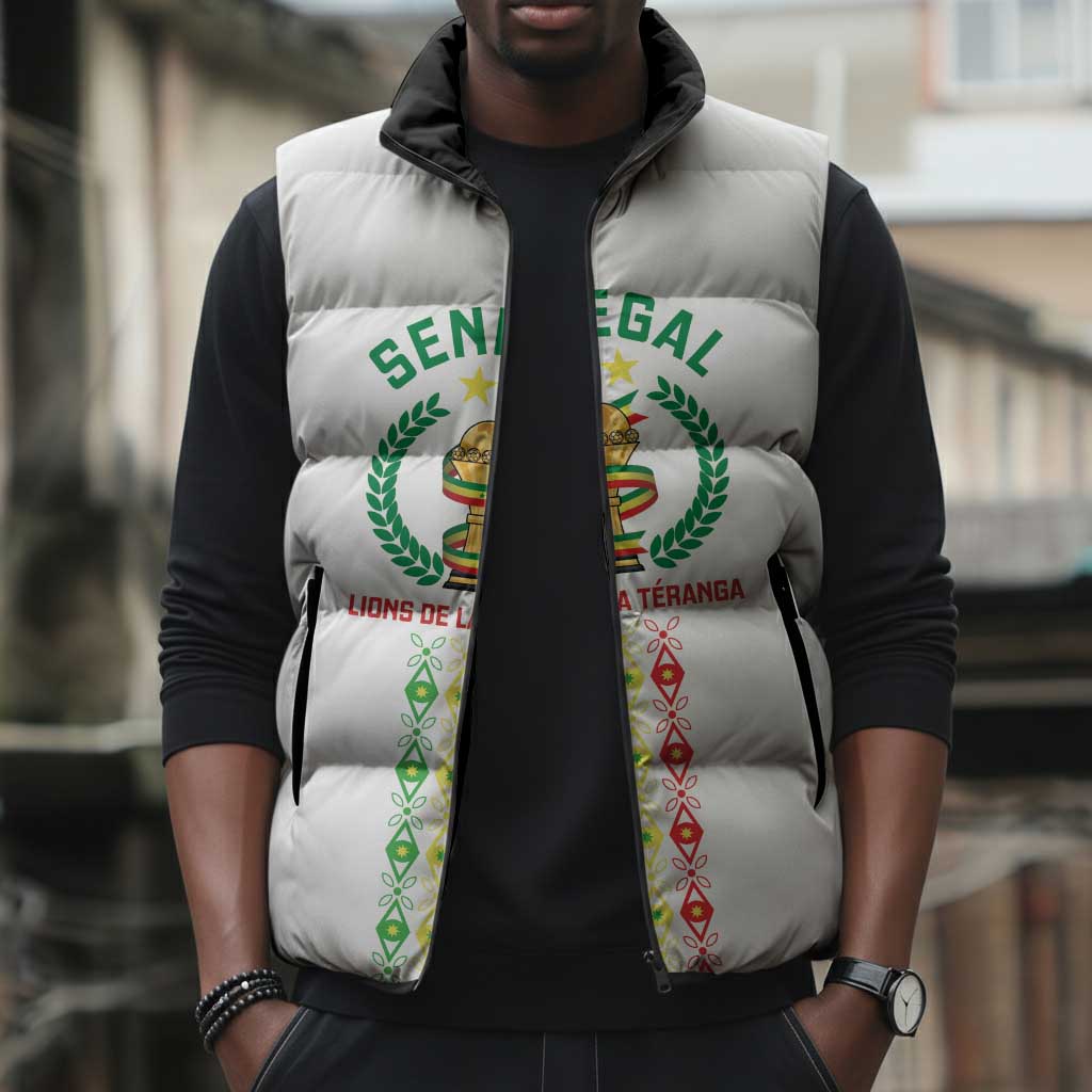 Custom Senegal Lions of Teranga Sleeveless Puffer Jacket African Football Champions 2025