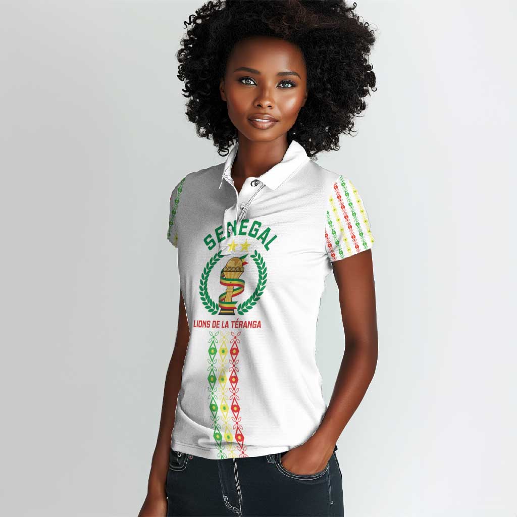 Custom Senegal Lions of Teranga Women Polo Shirt African Football Champions 2025