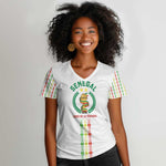 Custom Senegal Lions of Teranga Women V-Neck T-Shirt African Football Champions 2025