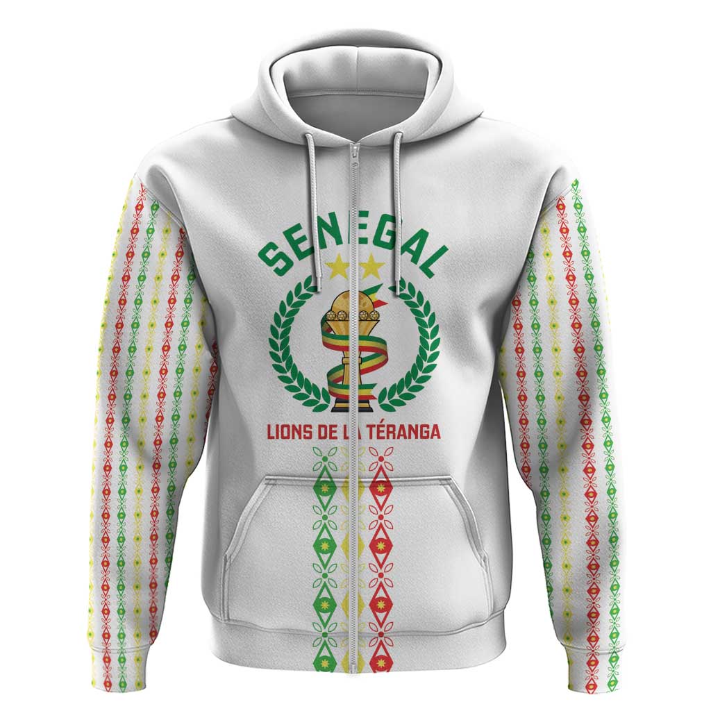 Custom Senegal Lions of Teranga Zip Hoodie African Football Champions 2025