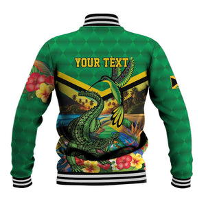 African-American Jamica Personalized Baseball Jacket Hummingbird and Crocodiles Tropical